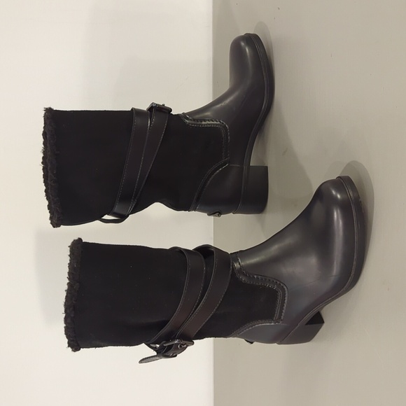 Coach Shoes - Coach Snow Boots Black Suede/Rubber/Shearling Zena Rain Boot size 7B